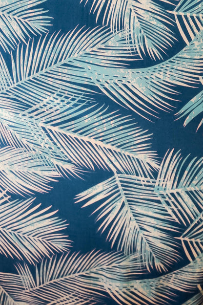 bright blue with white fern pattern swatch