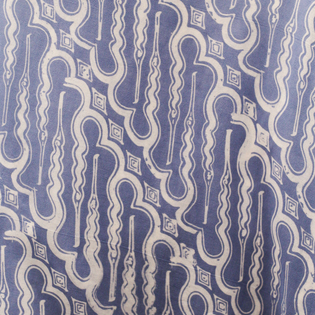 Blue with white swirls batik pattern swatch