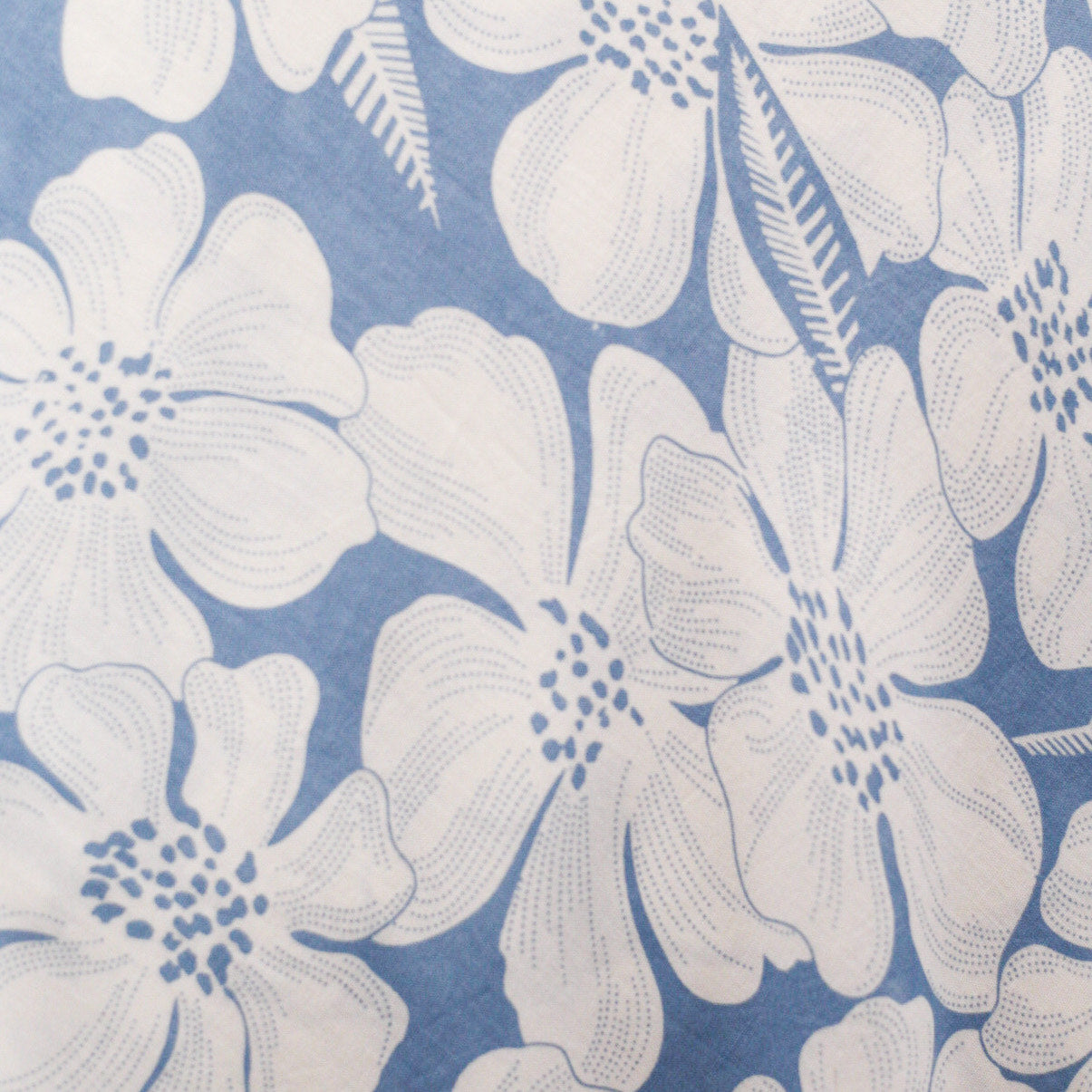 blue with white floral pattern swatch