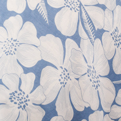 blue with white floral pattern swatch