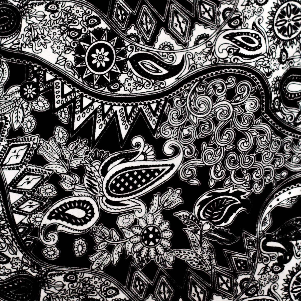 black with white paisley pattern swatch