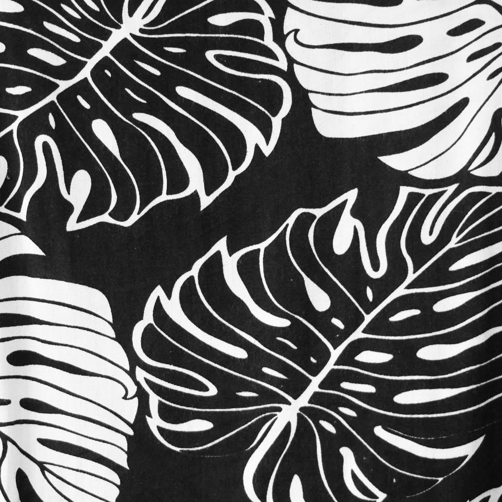 black with white palm leaf pattern swatch