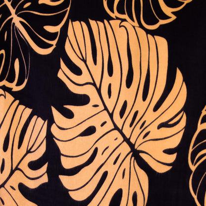 black and gold palm leaf pattern swatch