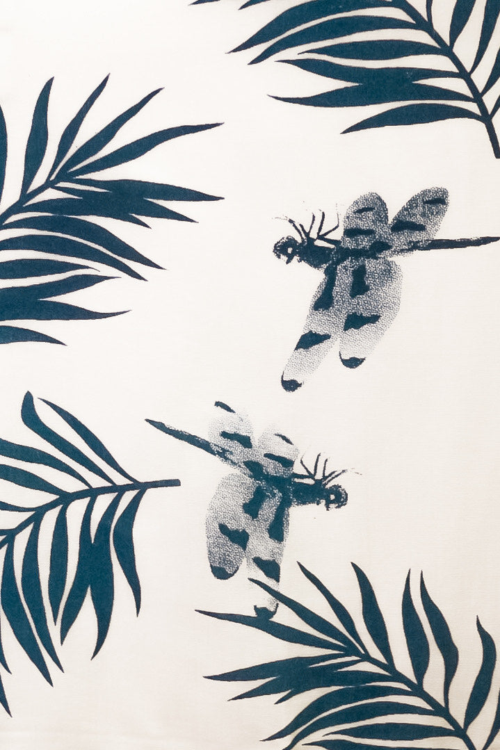 white with blue dragonfly pattern swatch