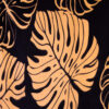 Black with Gold Palm Summer Pants With V Hem
